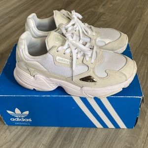 Adidas Triple white Falcon Women Shoes in size 6